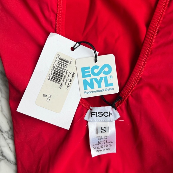 FISCH Red Ruched Strap One-Piece Swimsuit, Sz S, NEW w/ TAGS - Picture 3 of 6